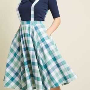 Modcloth Plus Plaid Overall Skirt